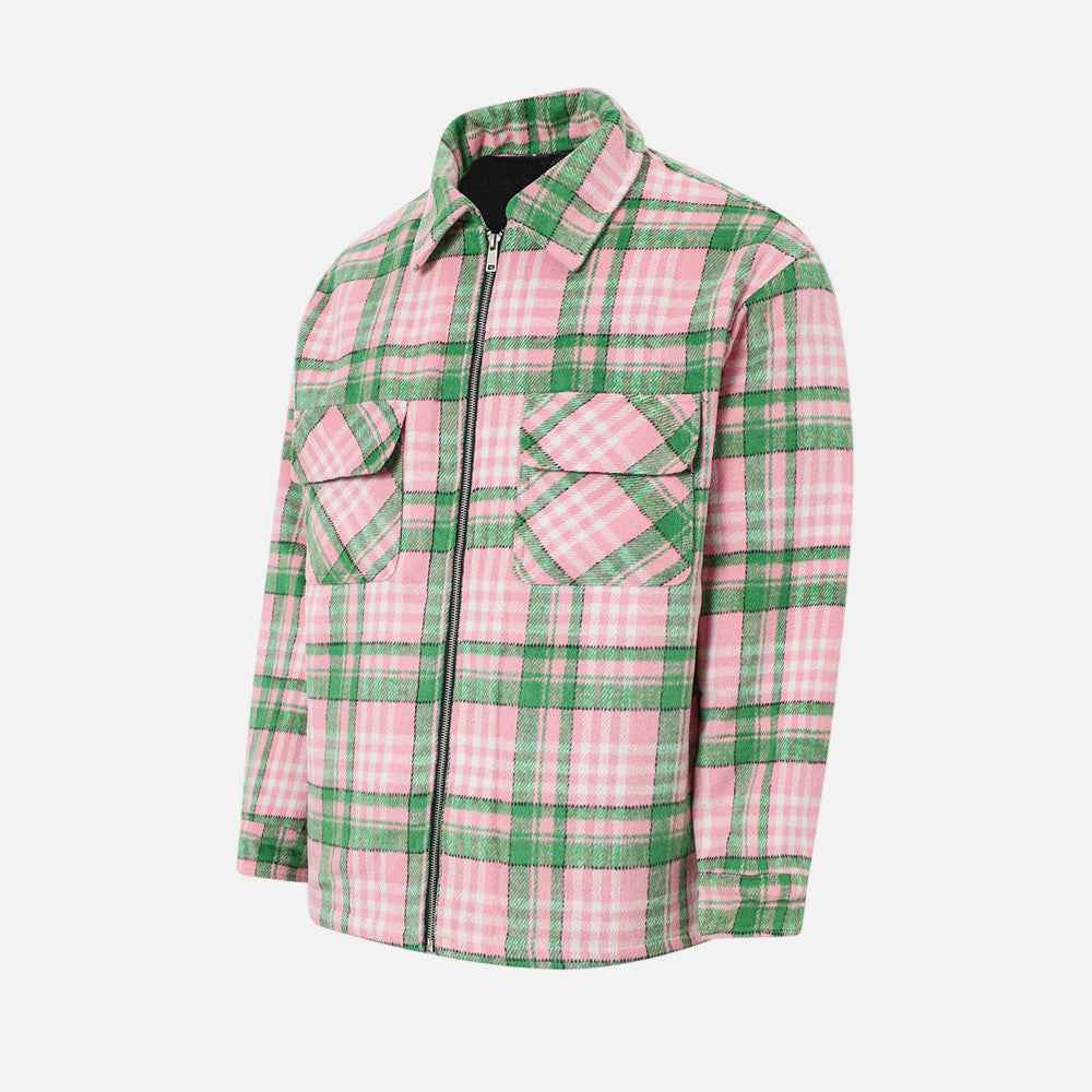 Breathable Hip Hop Retro Plaid Zip-Up Shirt