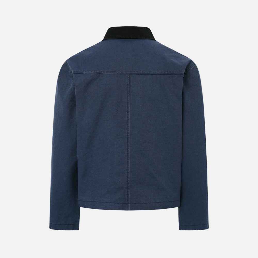 Stylish Color Block Stand Collar Retro Utility Jacket