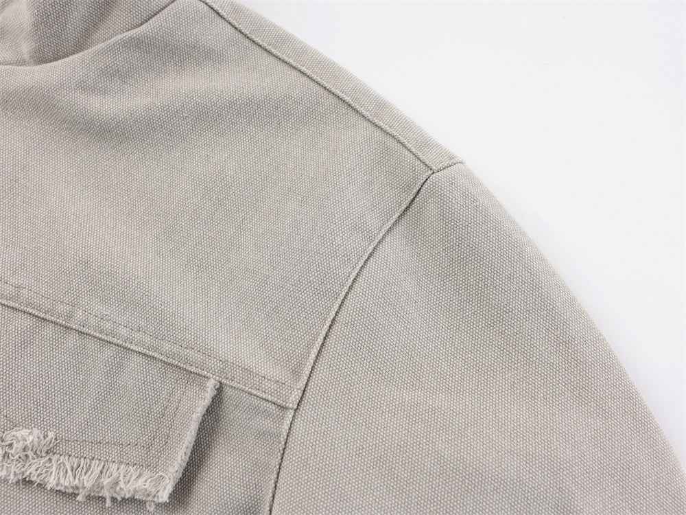 Punk Ripped Heavyweight Fringed Zip Denim Jacket