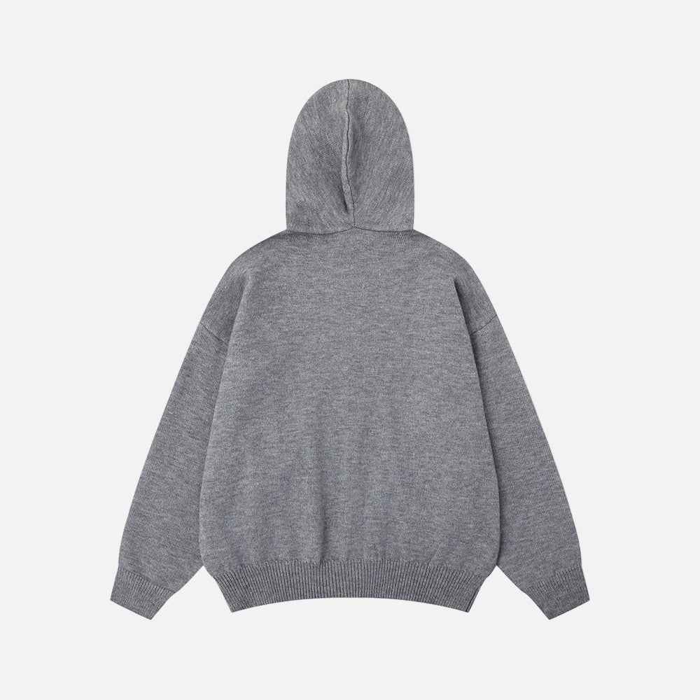 Retro Cozy Knit Hooded Sweatshirt & Short