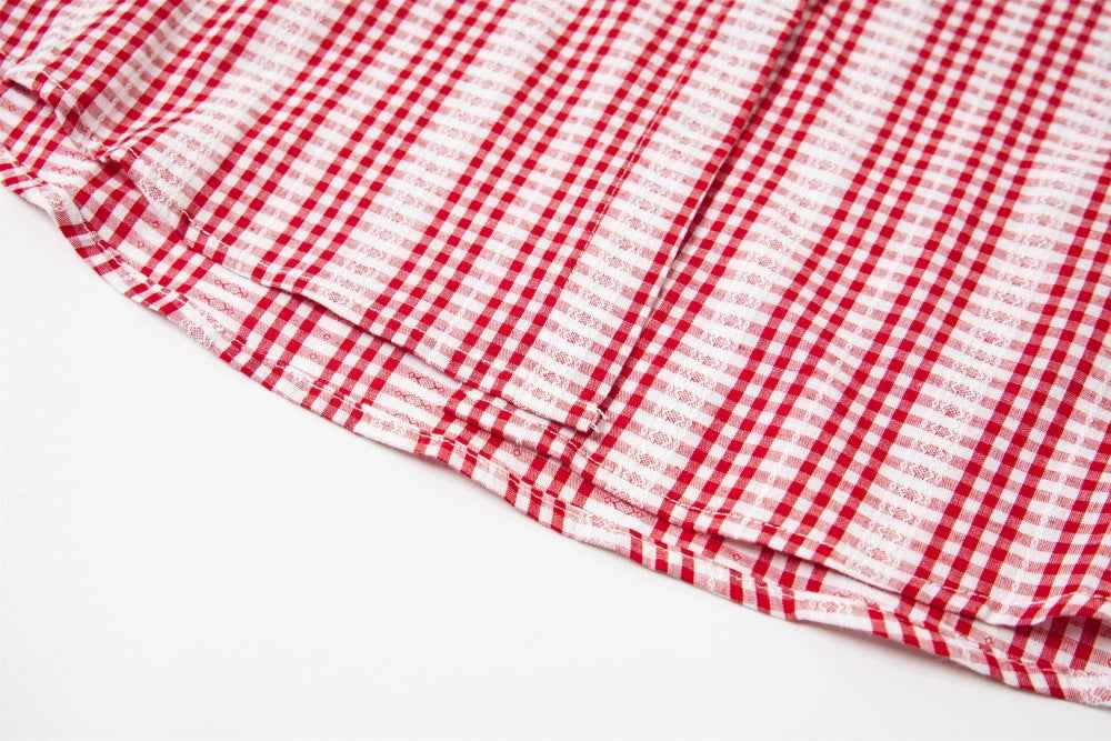 Vintage Vibe Badge Embroidered Plaid Long Sleeve Shirt