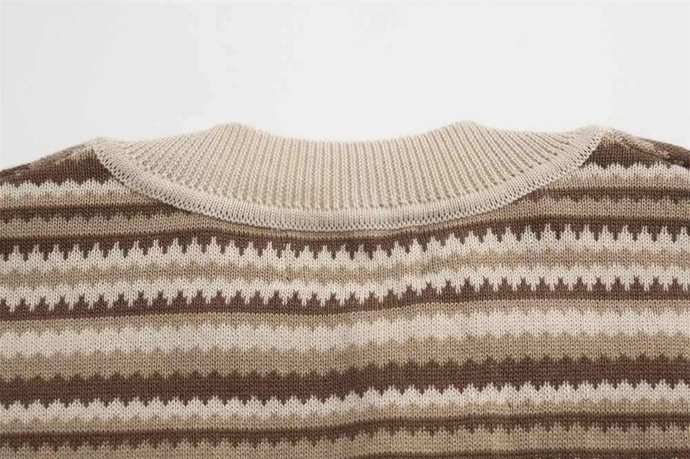 Vintage Striped American Style Casual Knit Sweater