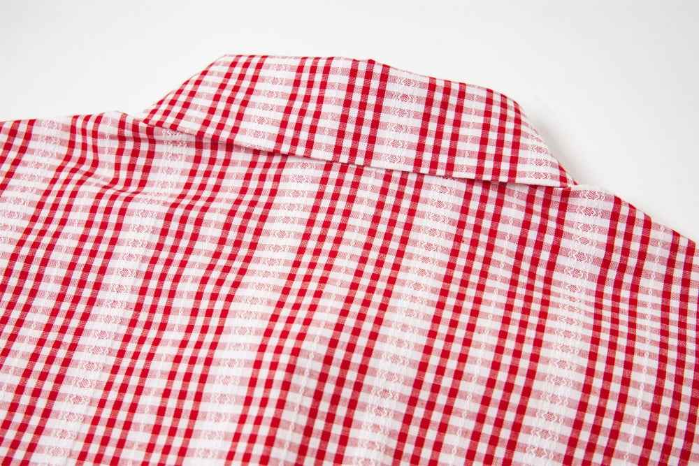 Vintage Vibe Badge Embroidered Plaid Long Sleeve Shirt