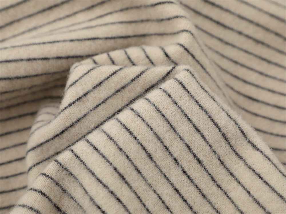 Vintage Striped Loose Fur Hooded Casual Sweatshirt
