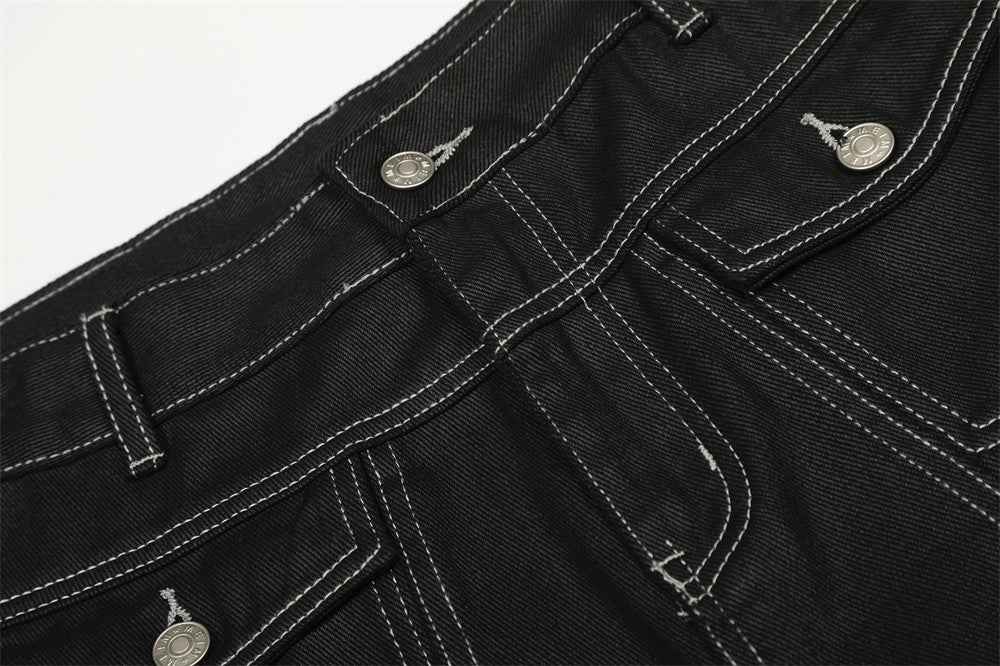 Split Design Coated Denim Jeans