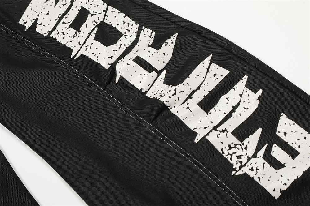 Split Design Coated Denim Jeans