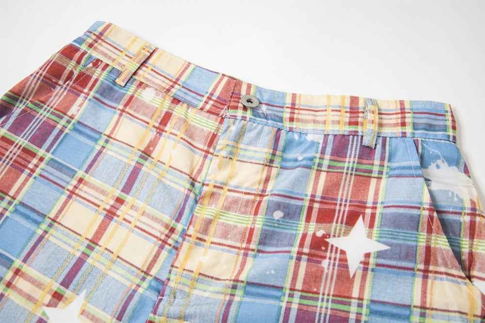 Y2K Trendy Vibe Design Painted Plaid Wide-Leg Cargo Pants