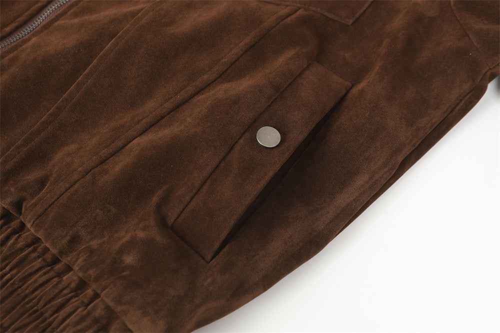 Warm Punk European Style Casual Zip-Up Woven Jacket
