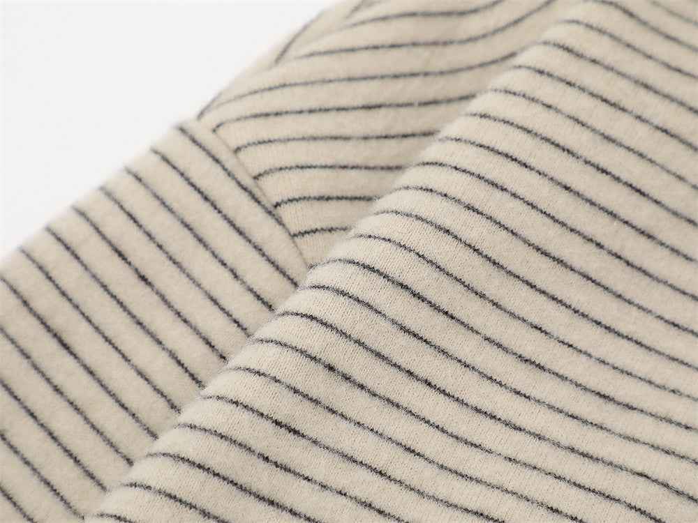 European Style Striped Loose Faux Fur Hooded Sweatshirt