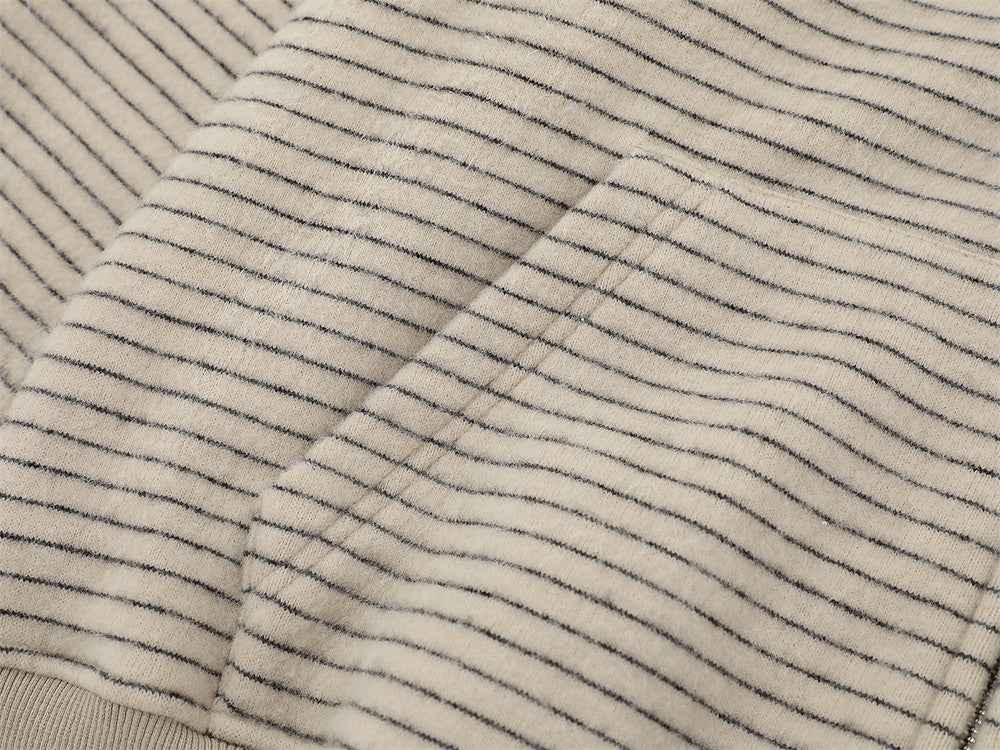 European Style Striped Loose Faux Fur Hooded Sweatshirt