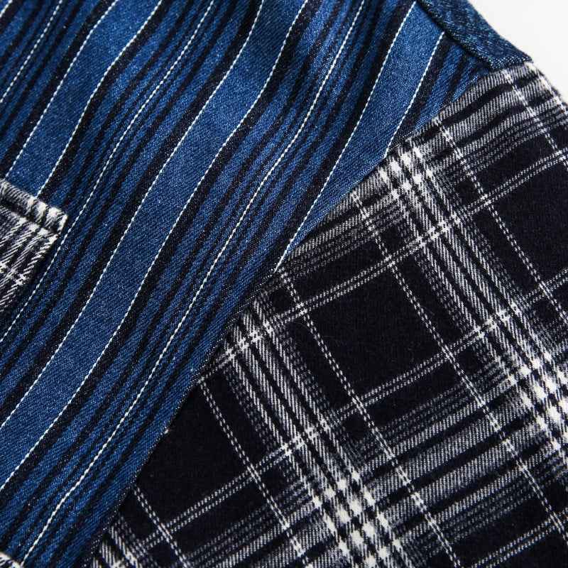 Streetwear Artisan Blend Checkered Denim Jacket