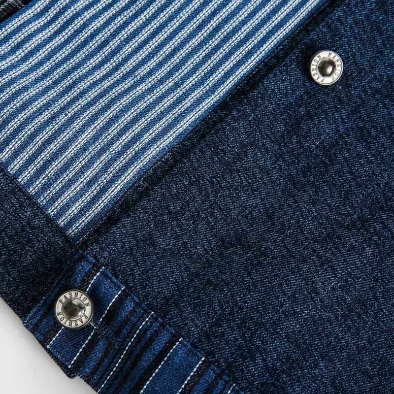 Streetwear Artisan Blend Checkered Denim Jacket