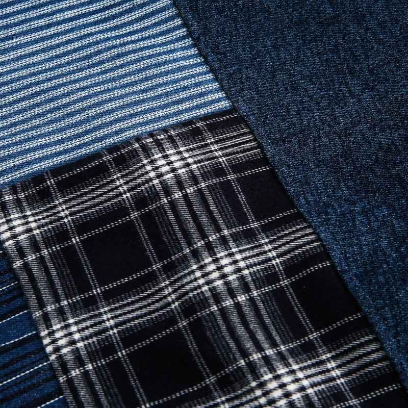 Streetwear Artisan Blend Checkered Denim Jacket