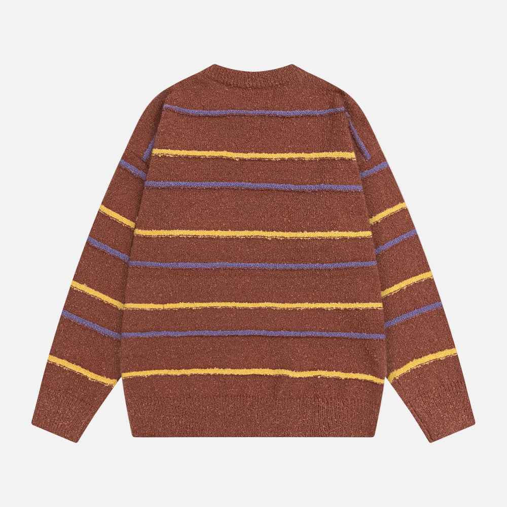 Trendy American Style Striped Crewneck Sweater