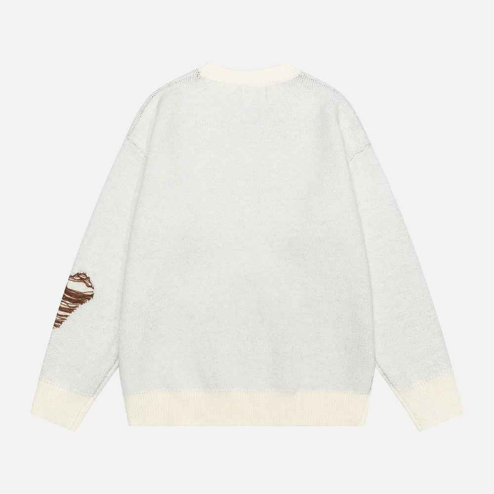 Butterfly Jacquard Design Crewneck Casual Sweater