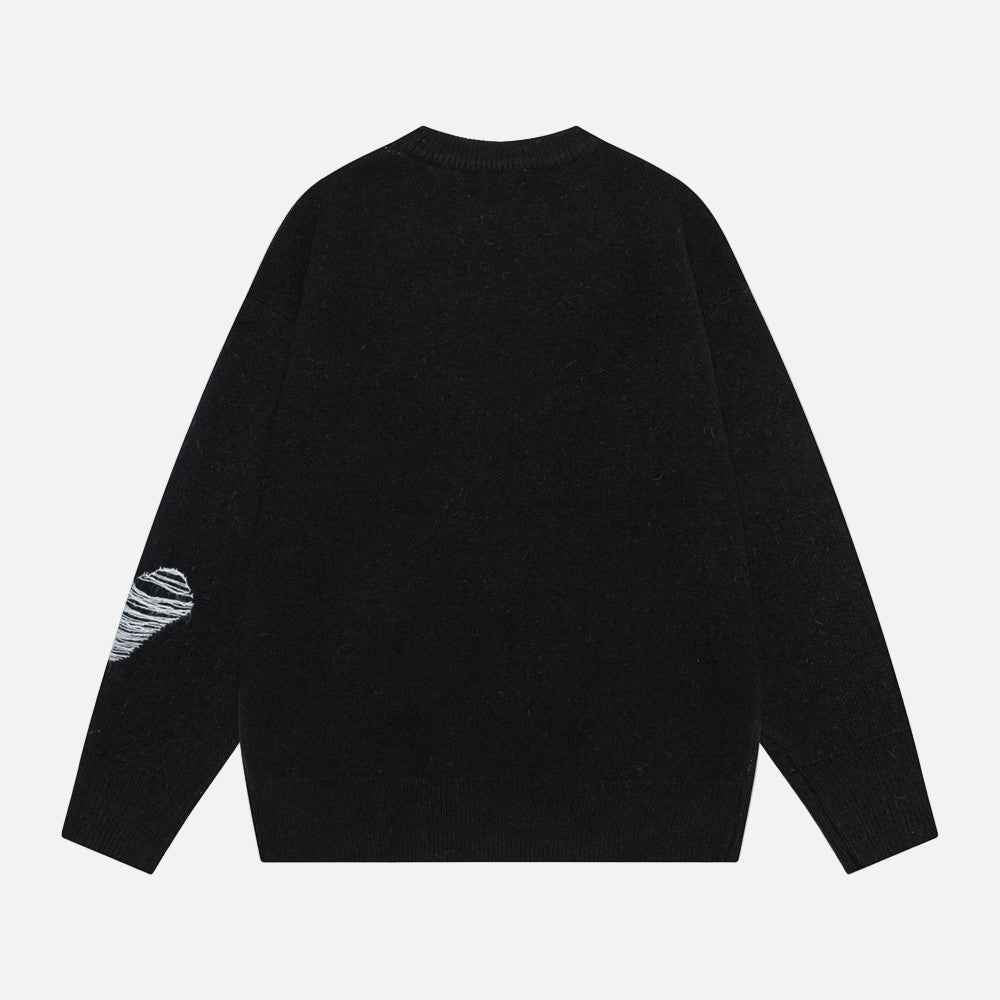 Butterfly Jacquard Design Crewneck Casual Sweater