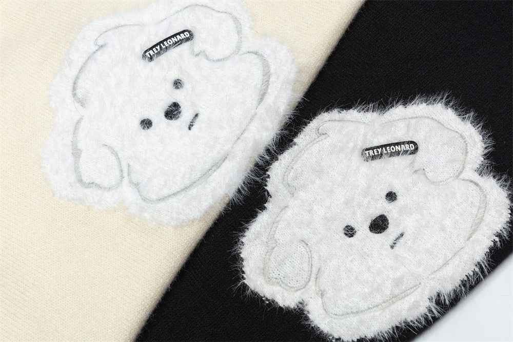 Cute Cartoon Embroidered Round Neck Sweater