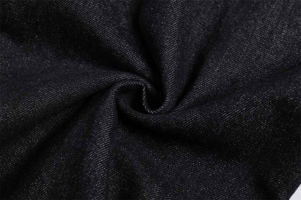 Streetwear Fur Edge Turn Up Denim Jeans