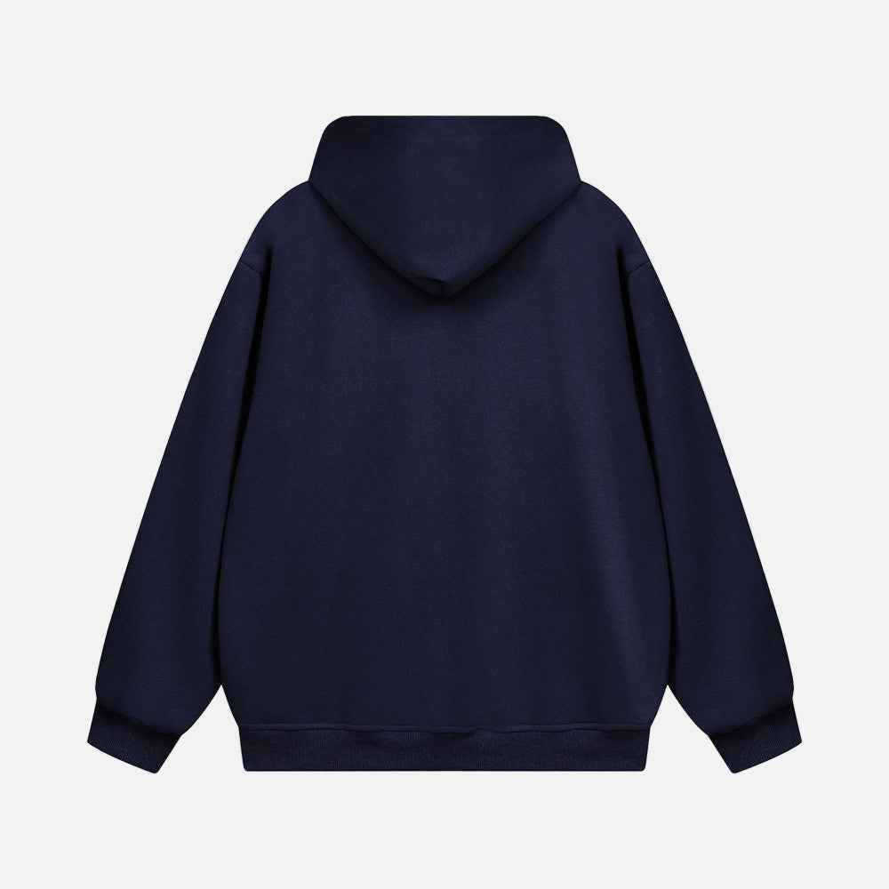 Stylish American Vibe Loose Zip-Up Hooded Sweatshirt