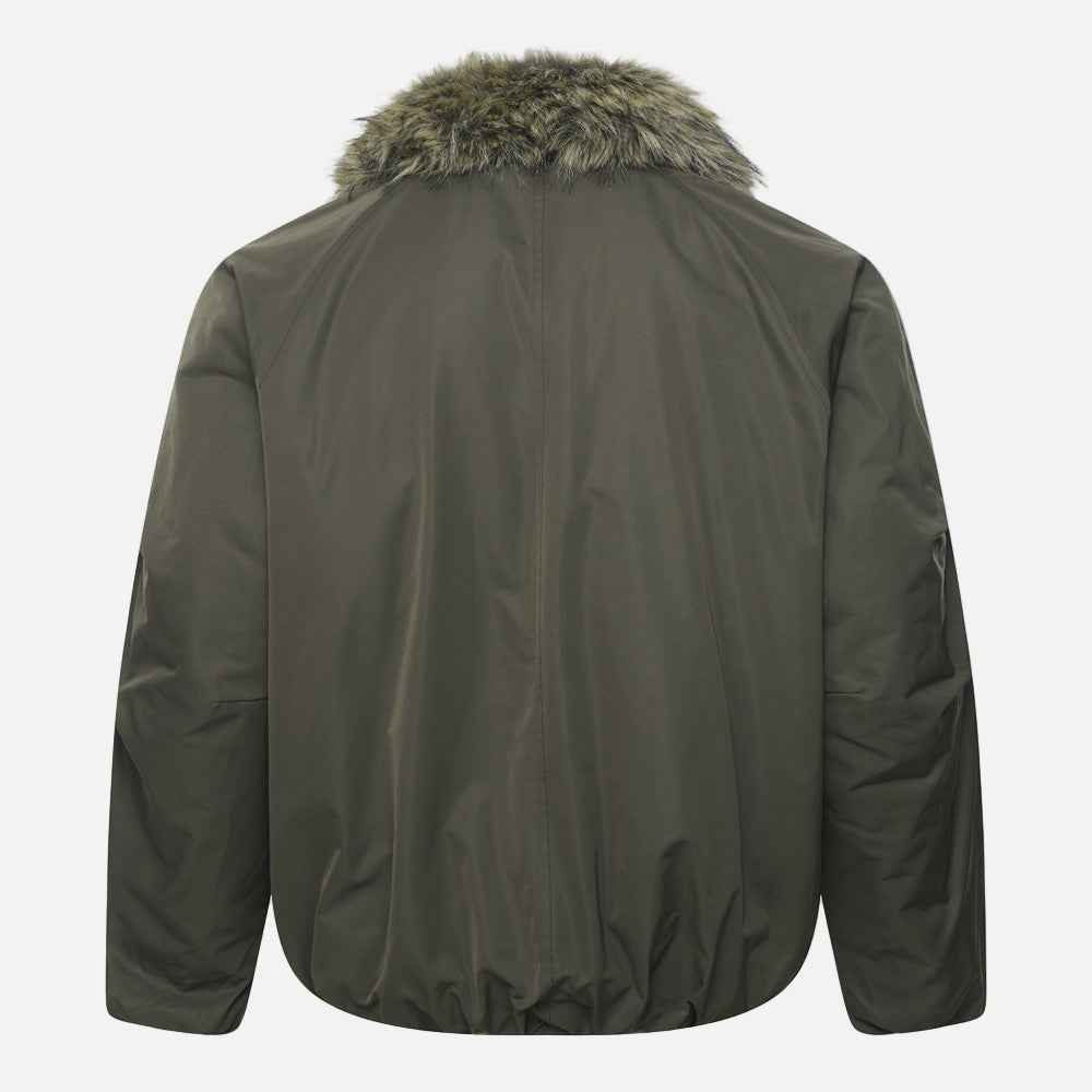 Stylish Multi Pocket Faux Fur Collar Jacket