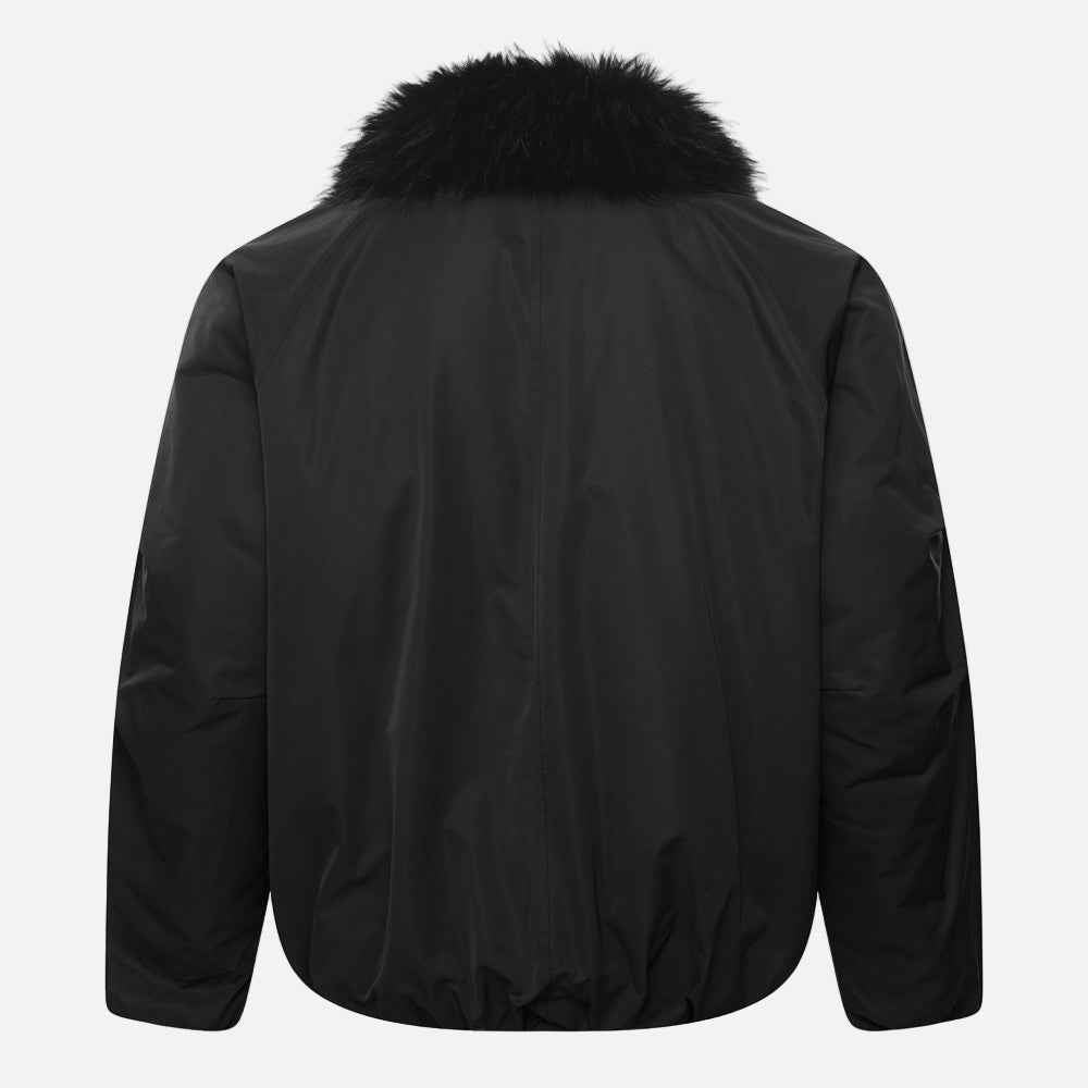 Stylish Multi Pocket Faux Fur Collar Jacket