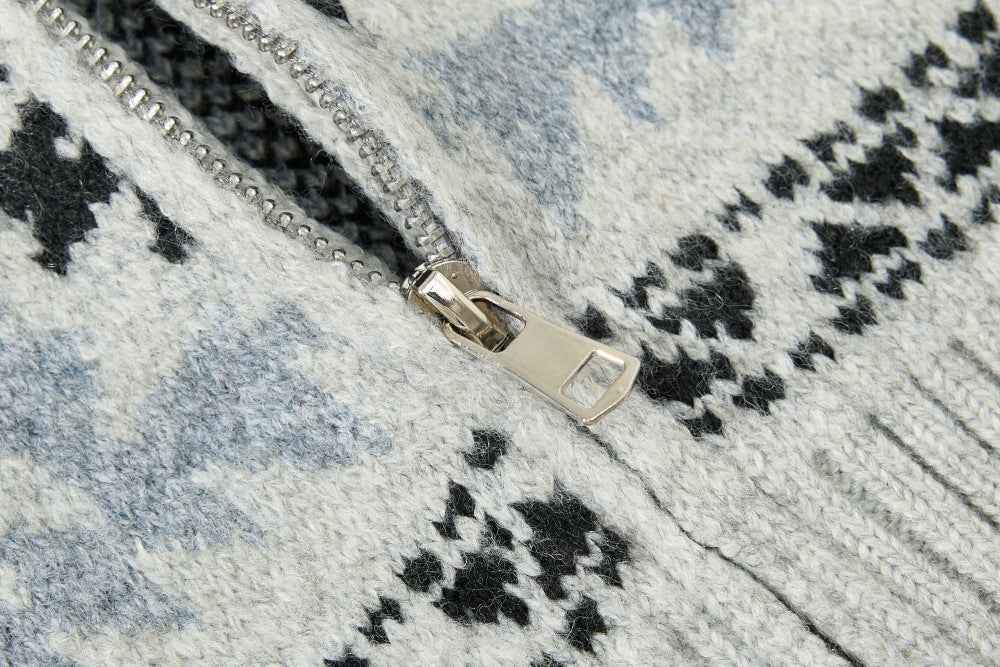 Vertical Collar Jacquard Pattern Cardigan