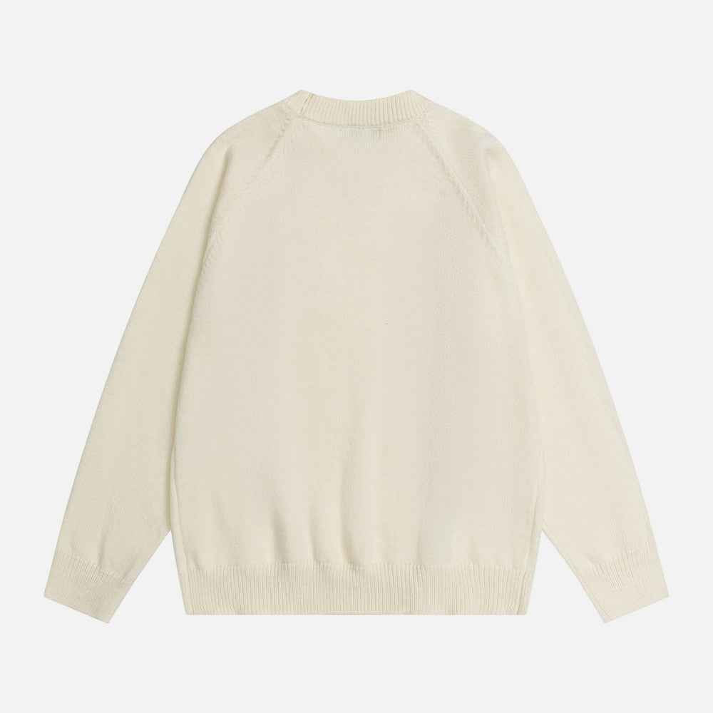 Stylish Oversized Pearl Detail Round Neck Sweater