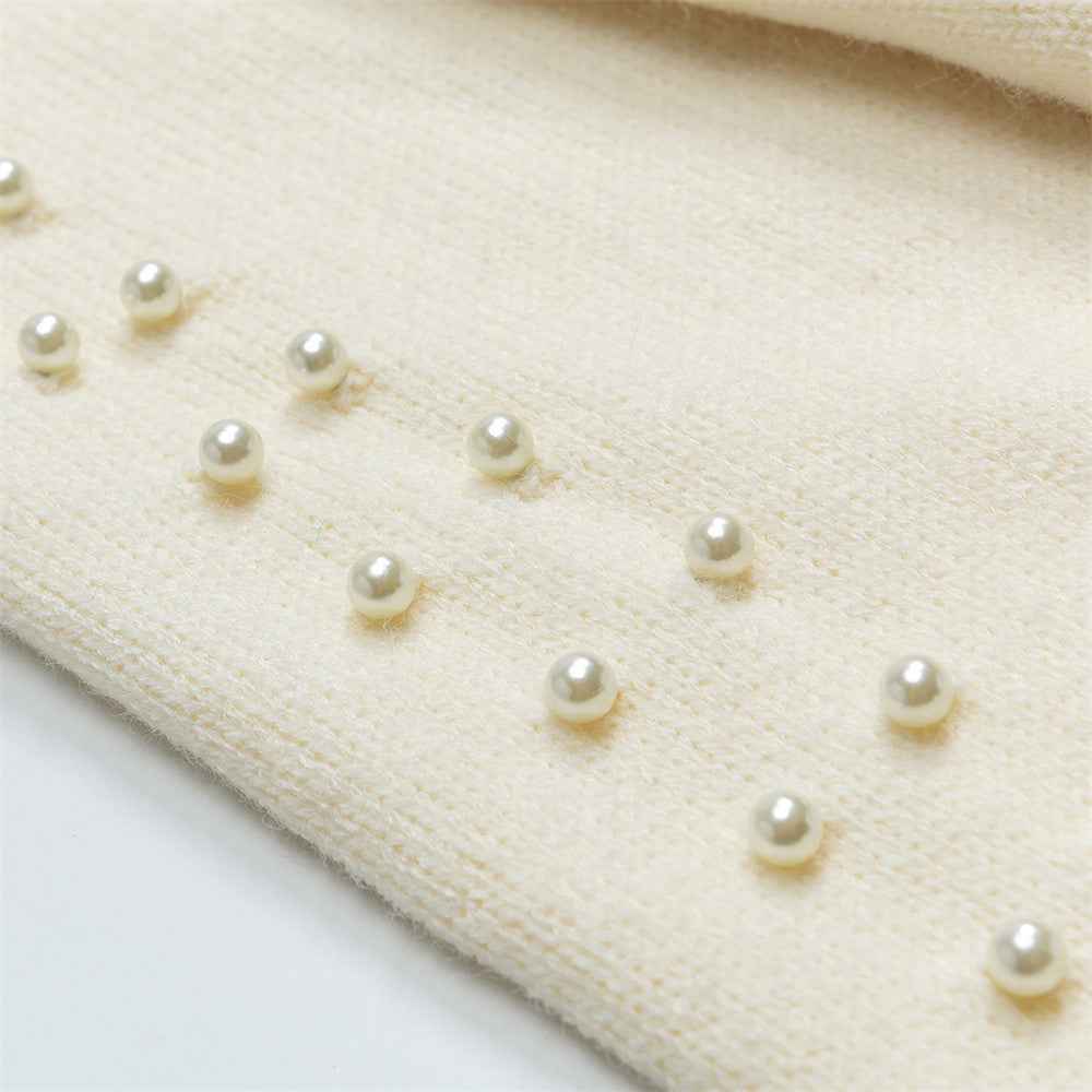 Stylish Oversized Pearl Detail Round Neck Sweater