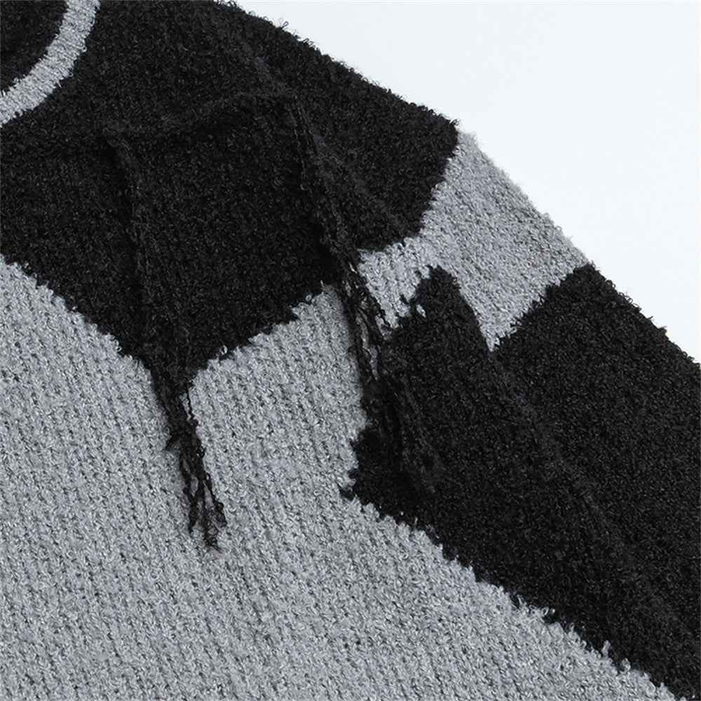 Cozy Ripped Star Printed Crewneck Sweater