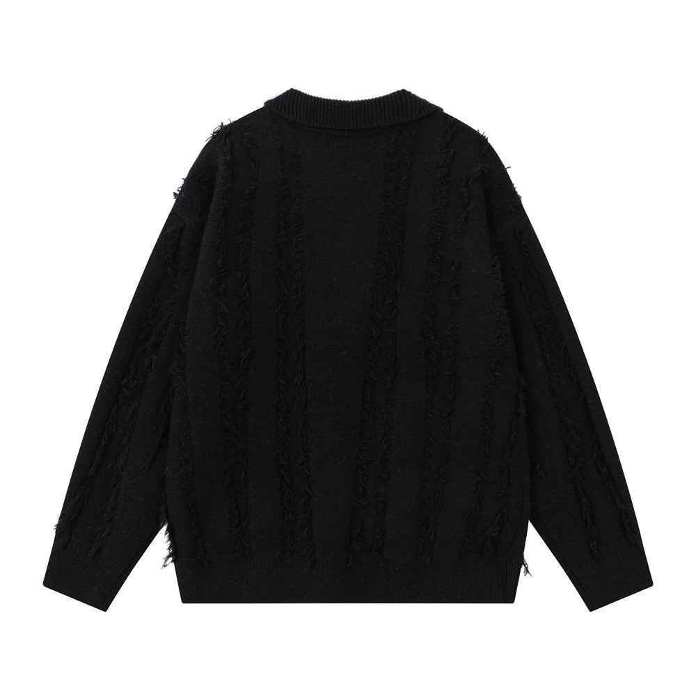 European Fringed Turtleneck Knitted Polo Sweater