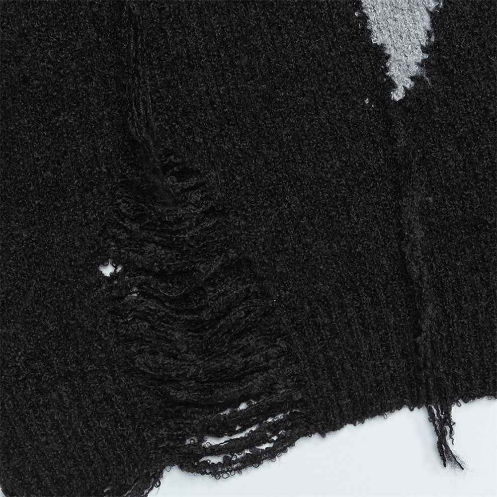 Cozy Ripped Star Printed Crewneck Sweater