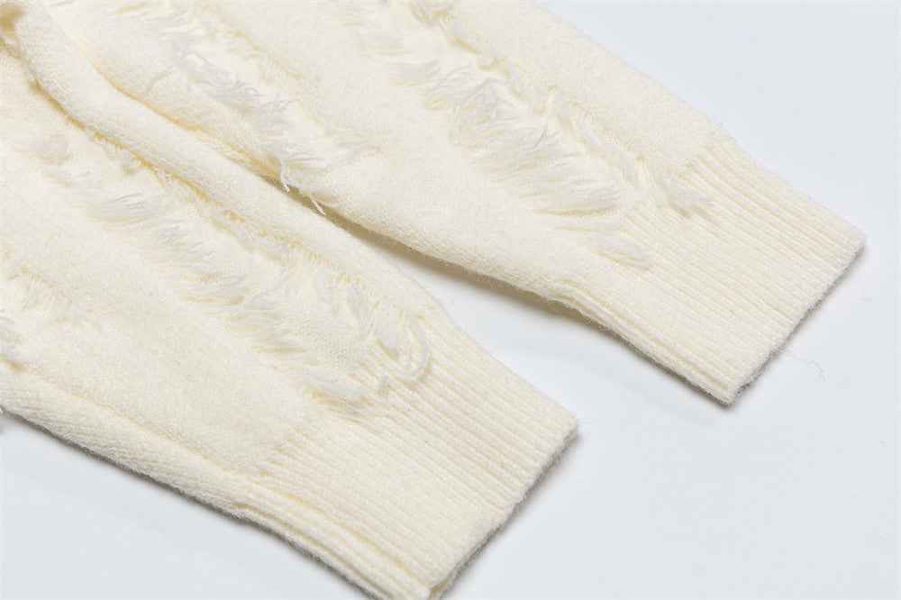 European Fringed Turtleneck Knitted Polo Sweater