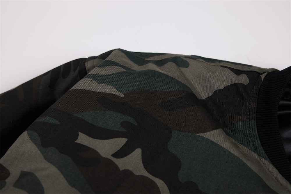 Stylish Camouflage Baseball Collar Padded Jacket