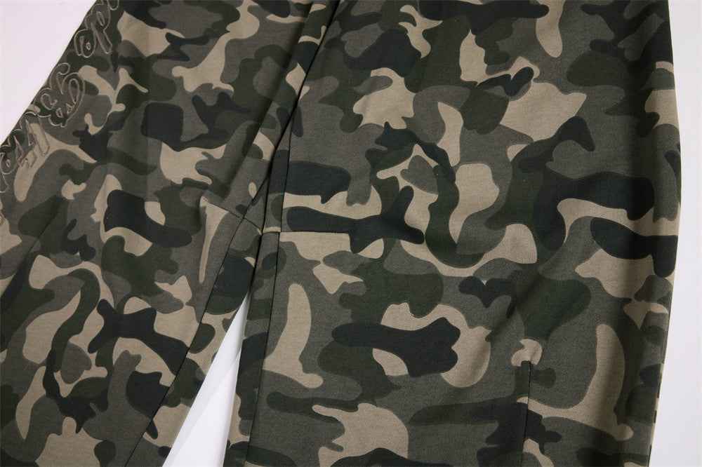 Camouflage Machete Drawstring Wide Leg Jogger