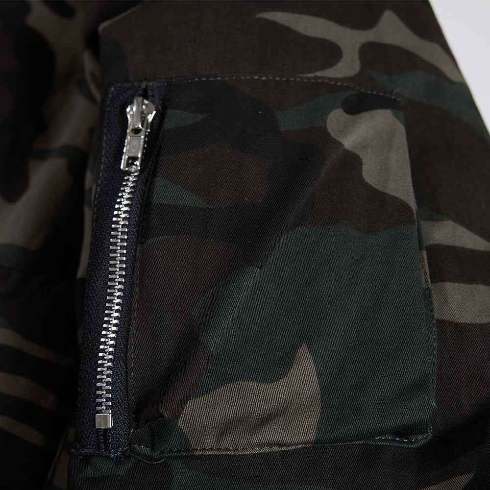 Stylish Camouflage Baseball Collar Padded Jacket