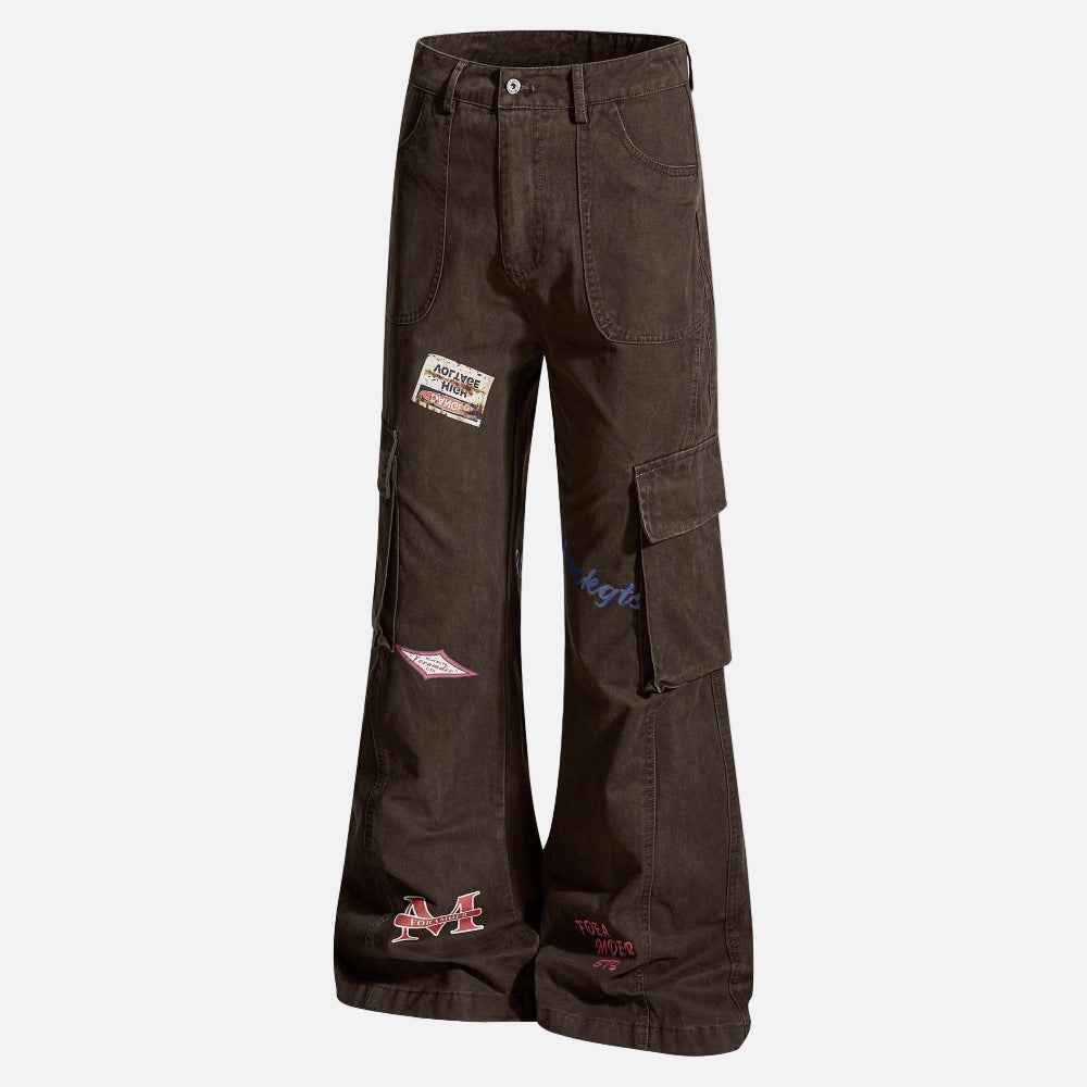 Trendy Niche Loose Flared Cargo Jeans