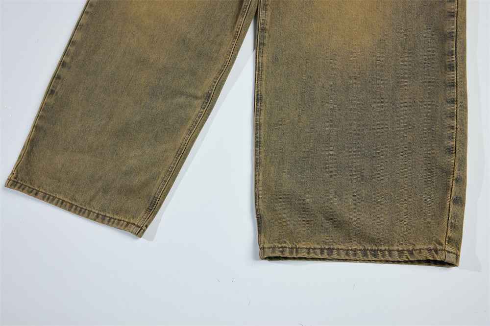 Vintage Yellow Dyed Old Washable Denim Jeans
