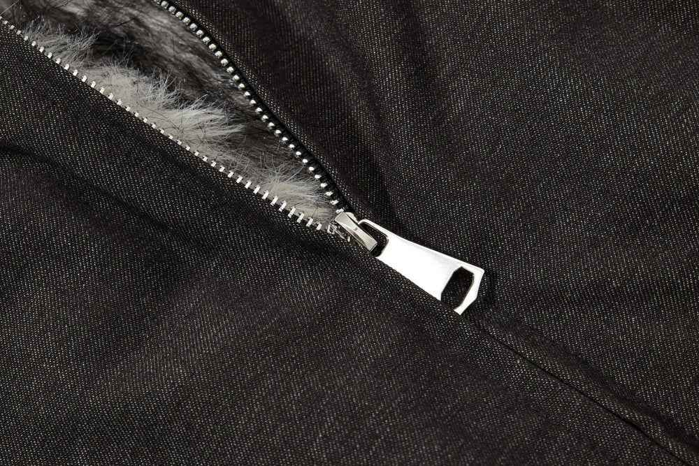 Trendy Lined Thickened Collar Faux Furr Padded Jacket