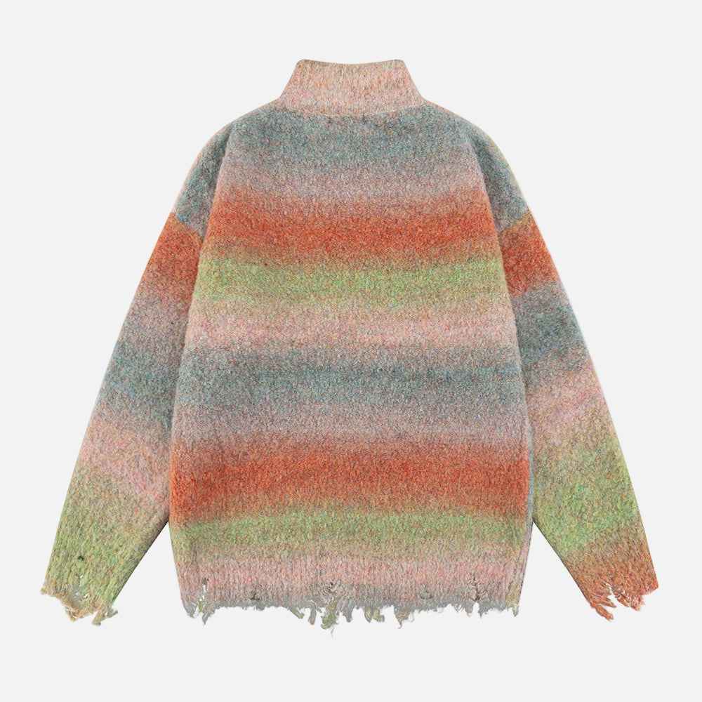Lazy Style Colorful Gradient Knitwear Cardigan