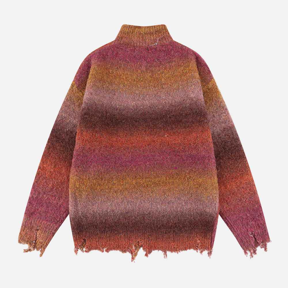 Lazy Style Colorful Gradient Knitwear Cardigan