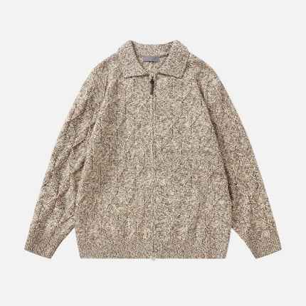 Luxury Diamond Jacquard Lapel knitted Cardigan