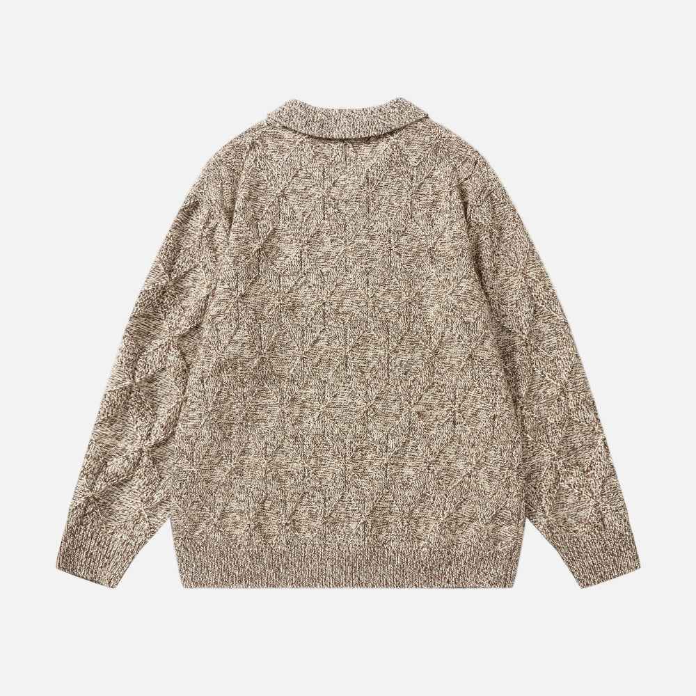 Luxury Diamond Jacquard Lapel knitted Cardigan