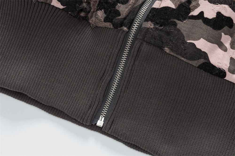 Chic Retro Camouflage Faux Furr Hooded Jacket