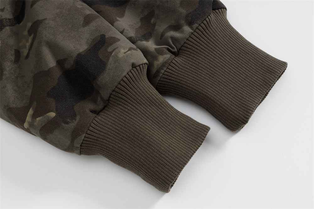 Camouflage Lined Cashmere Faux Furr Hooded Jacket