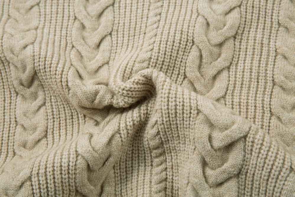 Trendy Twisted Texture Zipper Knit Cardigan