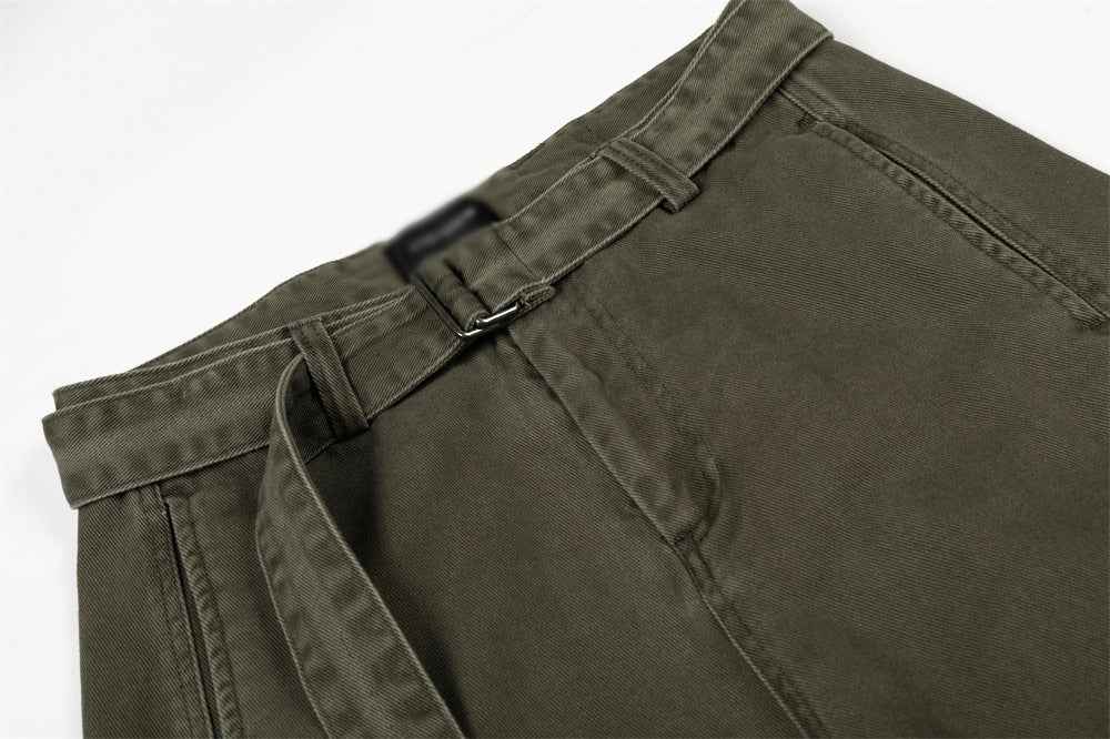 American Style Solid Color With Belt Wide Leg Pants
