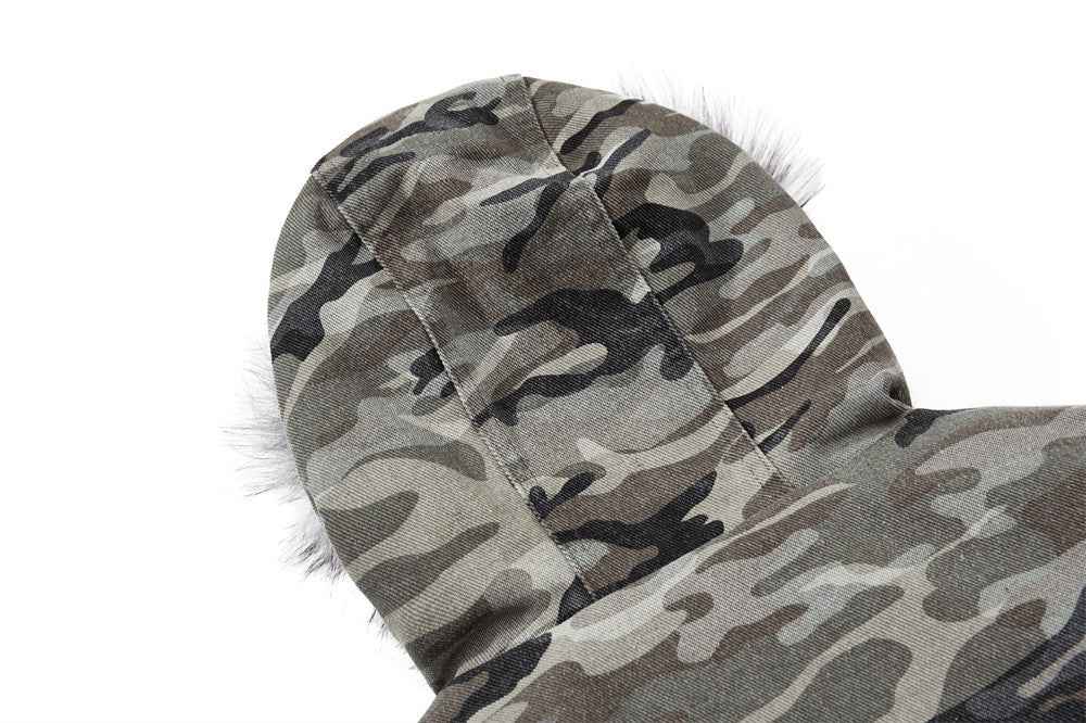 Warm Camouflage Fur Hooded Padded Jacket