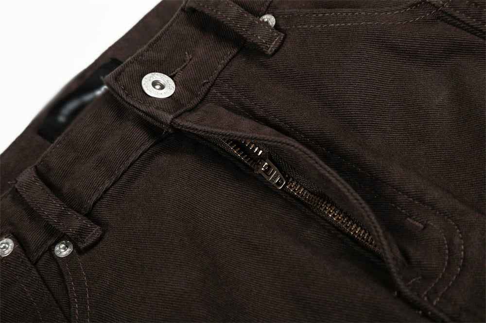 Solid Color Loose Microflared Casual Jeans