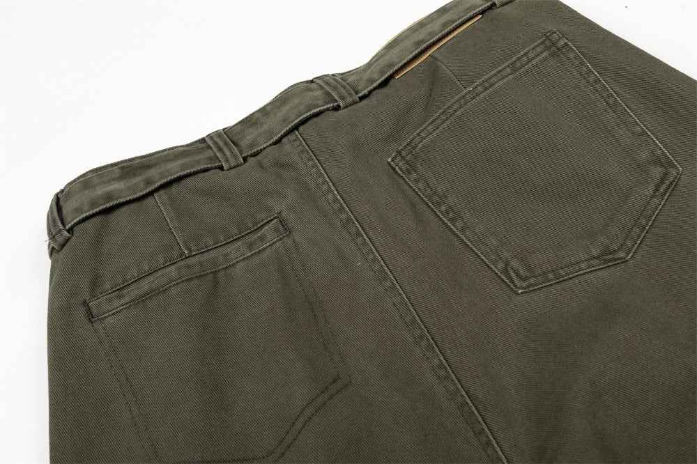 American Style Solid Color With Belt Wide Leg Pants