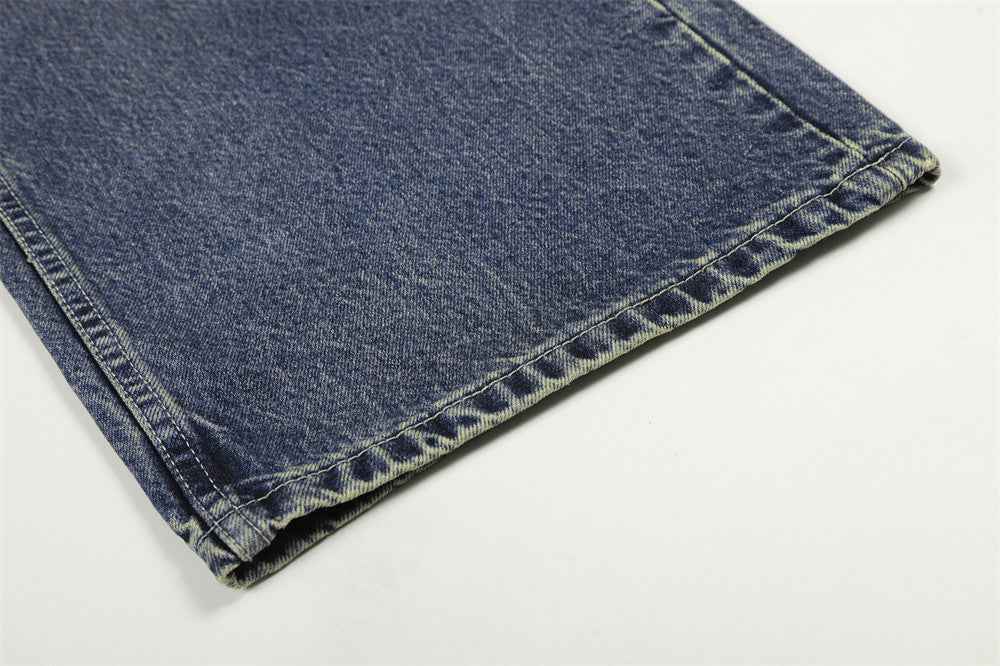 Trendy Brand Wash Denim Wide Leg Denim Jeans